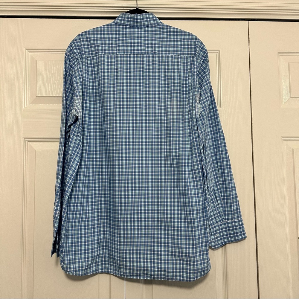 Coastal Cotton Button Down Shirt in Blue Plaid Size Large GUC - Picture 5 of 6